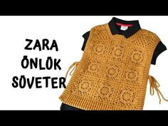 a crocheted sweater with the words zara on it and an image of a woman's top