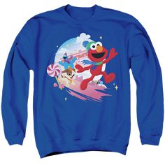 Sesame Street Christmas Holiday Cheer With Elmo, Tango, Cookie Monster - Men's Crewneck Sweatshirt Men's Crewneck Sweatshirt Sesame Street Cookie Monster Christmas, Sesame Street Christmas, Monster Christmas, Mens Crewneck Sweatshirt, Printed Clothing, Crew Shirt, Cookie Monster, Business Attire, High Top Shoes