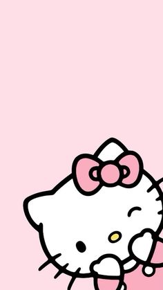 a hello kitty wallpaper with a pink background