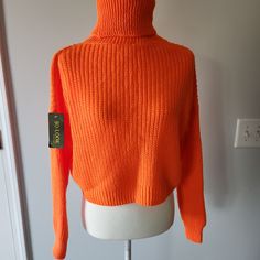 So Look Made In Italy Women's Orange Turtleneck Sweater One Size New With Tag. Excellent Condition No Flaws. Color Vibrant Orange. Measurements Pit To Pit 26" Inches Length 20" Inches I'm Happy To Answer Any Questions. Offers Welcome! Trendy Fitted Orange Sweater, Luxury Orange Sweater For Winter, Fitted Trendy Orange Sweater, Orange Fitted Trendy Sweater, Orange Winter Sweater With Ribbed Cuffs, Orange Turtle Neck Sweater, Fitted Orange Knit Sweater, Orange Turtleneck, Pink Turtleneck Sweater