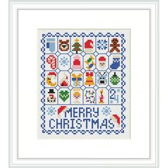 a cross stitch pattern with the words merry christmas