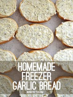 homemade freezer garlic bread with text overlay