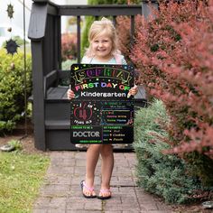 Commemorating The First Day Of School - The first day chalkboard is suitable for being a back to school photo prop, which is perfect for commemorating the first day of Preschool, Pre-K, Kindergarten, and 1st-12th Grades. Record the children's 1st day of school and take photos to capture these special moments. This is the most personalized blackboard that will be unforgettable for life. Exquisite Design - The board adopts a double-sided design (first day & last day). The cute and colorful style c First Day Of Pre K Sign, First Day Chalkboard Sign, First Day Of Prek Sign, First Day Of Headstart Sign, First Day Of School Sign 2023-2024, School Trends, Last Day Of School Sign, Starting Kindergarten