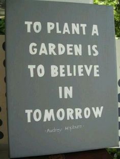 a sign that says to plant a garden is to believe in tomorrow