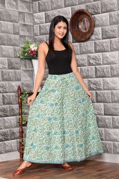 Smart Ethnic Cotton Green Printed Palazzo with 12 parts stitched neatly with full interlock.  Matching contrast border gives stylish look. Very comfortable 100 % soft cotton for wearing in summers. Cotton fabric keeps you cool. Can wear with smart top. Measurements -  Closure-  Full elasticated band with same fabric drawstring. Length -   39 " Waist    -   28",30",32",34",36" Inseam -  26 " Diwali Cotton Palazzo Set With Printed Border, Cotton Ankle-length Wide Leg Pants, Traditional Cotton Palazzo Set Maxi Length, Traditional Cotton Ankle-length Sharara, Festive Anarkali Cotton Bottoms, Ankle-length Wide Leg Cotton Pants, Traditional Cotton Maxi Palazzo Set, Festive Green Cotton Pants, Bohemian Wide Leg Palazzo Set