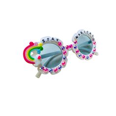 Shield your child's eyes in style with Girl Power Kids Sunglasses. Handcrafted and designed with unique rhinestone accents, these sunglasses offer the perfect mix of fashion and function. Durable and lightweight materials make them comfortable enough for all-day wear. These adorable handmade sunglasses are our best sellers year round! Handmade in Los AngelesSturdy construction for little faces.* little pieces on glasses may vary in colorWe can customize, just ask :) Playful Gradient Lens Sunglasses For Party, Playful Sunglasses With Gradient Lenses For Party, Playful Sunglasses With Uva Protection For Parties, Trendy Adjustable Multicolor Sunglasses, Playful Polarized Sunglasses For Party, Adjustable Fun Sunglasses With Uva Protection, Playful Adjustable Sunglasses For Parties, Cute Adjustable Sunglasses With Uv Protection, Playful Party Sunglasses With Polarized Lenses