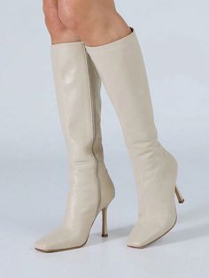 Lending a sleek aesthetic and modern vibes, the  knee-high boot is set to impress this year. Featuring a slender stiletto heel, an on-trend squared toe and a sleek fitted upper. As a zip-up boot, this style finishes just below the knee. Pair with tucked in pants or a midi-skirt for your next go-to.Black Knee High Boots For Women Faux Leather Fall Boots Stiletto High Heels Square Toe Gogo Boots Wide Calf Tall Boots Beige         Women Shoes, size features are:Bust: ,Length: ,Sleeve Length: Fall Leather Boots, Wide Calf Tall Boots, High Boots For Women, Boots Wide Calf, Boots Wide, Boots Beige, Sleek Aesthetic, Fall Boots, Gogo Boots