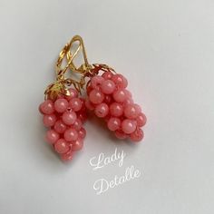 "Dark PINK GRAPE Earrings. Unique historic reproduction jewelry handmade by LADY DETALLE, elegant detail for you and your loved ones! PINK Grapes are finally here! You asked, we listened! Delectable and detailed Dark Rose PINK Chalcedony GRAPE clusters, inspired by the many historic examples of grape earrings, especially the huge amount of examples in the mid Victorian era. Grapes have so many different meanings, and grapes have been a popular and available motif in jewelry, with examples of gol Delicate Pink Pierced Earrings, Elegant Handmade Pink Clip-on Earrings, Handmade Pink Gold Jewelry As Gift, Pink Elegant Clip-on Earrings For Anniversary, Elegant Pink Clip-on Earrings For Anniversary, Pink Round Clip-on Earrings For Gift, Elegant Pink Cluster Earrings Gift, Pink Earrings With Lever Back For Anniversary, Pink Lever Back Earrings For Anniversary