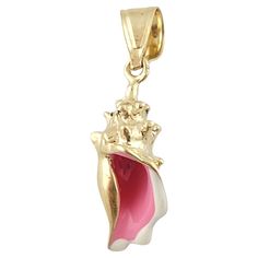 Vintage 14K Yellow Gold Sea Shell Charm This adorable 14K yellow gold sea shell conch charm is decorated with beautiful pink and white enamel! Size: 18mm X 9.5mm X 7mm Length w/ bail: 28mm Weight: 2.3 g/ 1.4 dwt Hallmark: 14K MM Very good condition, professionally polished. Will come packaged in a gift box or pouch (when possible) and will be shipped U.S. Priority Mail Insured. MM122022KCS17 Conch Shell, Shell Jewelry, Dream Jewelry, Sea Shell, White Enamel, Conch, Pink Aesthetic, Pink And White, Jewelry Necklace Pendant