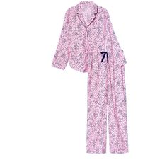 Victoria's Secret Flannel Long Pajama Set Sweeter Dreams Ahead. Cozy Up To A Pair Of Toasty Flannel Pajamas Cut From Our Buttery-Soft, Cotton-Modal Blend. Including A Button-Front Top And Matching Drawstring Shorts. Easy Fit Long-Sleeve, Button-Front Top Hits At Hips Pant With Elastic Drawstring Waist 29" Inseam Decorative Piping Machine Wash Top And Bottom: 56% Cotton, 44% Modal Size Medium Regular Pink Cotton Sleepwear For Lounging, Pink Cotton Sleepwear With Floral Print, Pink Sleepwear For Loungewear In Spring, Pink Sleepwear For Spring Loungewear, Pink Sleepwear For Spring, Pink Floral Print Lounging Set, Pink Cotton Sleepwear For Sleepover, Pink Floral Print Loungewear Sets, Feminine Pink Sleepwear For Lounging