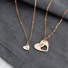 You're a part of my heart! Our chain set consists of TWO pieces of jewelry and symbolizes the bond between mother and daughter or a favorite person. Say something with style... whether as the perfect gift, a reminder, or simply as a means of self-expression. Product Details: ✧ Available in the following colors: * Silver - High gloss polished stainless steel * Gold - 18k gold-plated stainless steel * Rose gold - Rose gold-plated stainless steel Our high-quality plating is durable and colorfast. ✧ Mother's Day Engraved Gold Heart Necklace, Mother's Day Heart-shaped Name Necklace, Mum And Children Necklace, Personalized Gold-plated Heart Necklace For Mother's Day, Personalized Heart-shaped Brass Necklaces, Heart Chain, Silver Heart Necklace, Small Heart, Big Heart