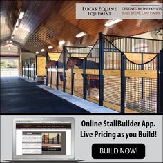 a horse stable with the words online stall builder app live pricing as you build