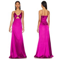 Purple Silk Evening Dress With Fitted Bodice, Silk Evening Dress With Fitted Bodice In Purple, Purple V-neck Gown For Gala, Purple Satin Evening Dress With Sweep Train, Purple Satin Dress With Sweep Train, Purple Sleeveless Satin Gown, Purple V-neck Gown For Prom, Purple Maxi Gown For Prom, Purple Gown With Sweep Train