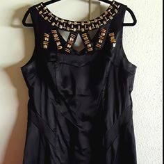 This Is A Must Have Perfect For Any Black-Tie Event, Holiday Party Or Dinner And Fun Night On The Town... Absolutely Gorgeous Gorgeous Black Dress With Golden Bronze Beaded Neckline. Soft Material With A Soft Classy Stretch. Brand New Without Tags, Never Worn, Hand Wash, Hang Dry. Smoke Free And Animal Free Home Bundle With 2 Or More For An Additional Discount Cut Out Prom Dresses, Gorgeous Black Dress, Beach Coverup Dress, Beaded Neckline, Long Sleeve Shift Dress, Crochet Mini Dress, Loose Fitting Dresses, Poplin Dress, Black Tie Event