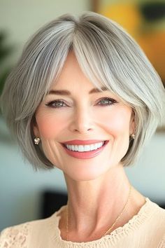 Save this pin for the best layered bob haircuts. This silver, layered bob comes with tapered layers that add soft movement and dimension, making your silver strands shimmer. The bangs part in the middle for a soft, curtain-like effect. Tapered Layers, Tapered Bob, Layered Bob With Bangs, Medium Length Layers, Layered Bob Haircuts, Layered Bob Short, Blonde Layers, Layered Bobs, Medium Bob Hairstyles