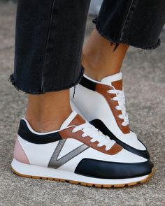 Black/White Multi Street Sneakers - Grace and Lace Shoe Storage Hacks, White Fashion Sneakers, Sneakers Street, Boots Ideas, Grace And Lace, Off The Shoulder Sweater, Street Sneakers, Chic Shoes, Pink Heels