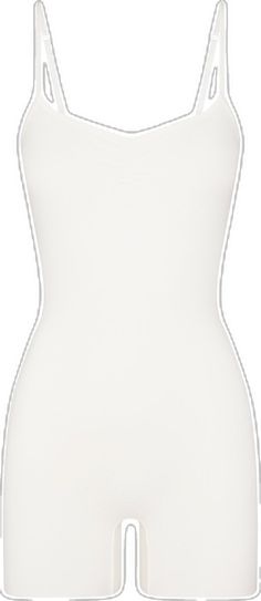 White Stretch Camisole For Loungewear, Elegant Elastane Bodysuit For Loungewear, Fitted Sleeveless Bodysuit For Daywear, Fitted Solid Camisole With Lace Trim, Elegant Seamless Bodysuit, White Seamless V-neck Bodysuit, Chic White Scoop Neck Bodysuit, Elegant White Bodysuit With Minimal Stretch, White Elegant Bodysuit With Minimal Stretch