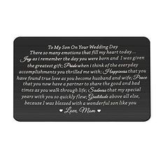 a wooden plaque with the words to my son on your wedding day