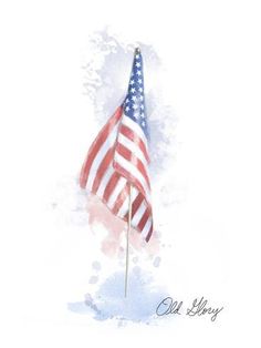 an american flag on a toothpick in watercolor