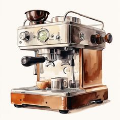 a drawing of an espresso machine on a white background