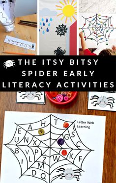 spider - themed activities for kids to do with their own hands and feet, including letter recognition