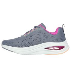 Lace into stylish everyday active comfort wearing Skechers Skech-Air Meta - Aired Out. This vegan athletic design features an engineered mesh upper with a visible Skech-Air airbag and a cushioned Skechers Air-Cooled Memory Foam comfort insole. | Skechers Women's Skech-Air Meta - Aired Out Sneaker | Medium Width | Skech-Air visible airbag midsole | Skechers Air-Cooled Memory Foam cushioned comfort insole | Crafted with 100% vegan materials | Sporty lace-up with an engineered mesh upper | Shock-ab Sporty Running Shoes With Arch Support And Breathable Fabric, Mesh Running Shoes With Gel Cushioning For Light Exercise, Comfortable Sneakers With Air Cushioning For Workout, Air Max Cushioned Mesh Workout Sneakers, Sporty Nylon Running Shoes With Air Max Cushioning, Comfortable Air-cushioned Sneakers For Workout, Comfortable Workout Sneakers With Air Cushioning, Athleisure Mesh Running Shoes With Gel Cushioning, Sporty Mesh Running Shoes With Air Max Cushioning