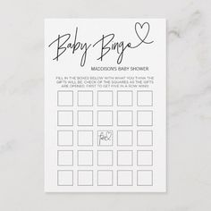 Sophisticated Minimalism | Baby Bingo Baby Shower Game Card Black and White #baby #babyshower #blackand #heart #babyshower Bingo Baby Shower Game, Card Black And White, Baby Shower Game Cards, Unisex Baby Shower, Baby Bingo, Simple Baby Shower, Baby Shower Bingo, Baby Shower Guest