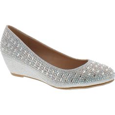 PRICES MAY VARY. Rhinestone crystals detailing Easy slip on design Lightly padded footbed Synthetic sole Forever Link is a fashion shoe brand based in California. Forever Link offer a wide array of styles including heels, wedges, flats, shoes, sandals and boots. Silver Shoes Low Heel, Low Wedge Heel Sandals, Bridal Sandals Heels, Silver Dress Shoes, Silver Wedding Shoes, Fun Wedding Shoes, Wedding Shoes Low Heel, Low Heel Wedges, Shoes Silver