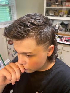 Starter Mullet Haircut, Teenage Mullet Haircut, Modern Mullet Boys Kids, Euro Mullet Kids, Boys Mullet Haircut Kids Straight Hair, Mullet Cut For Boys, Toddler Faux Hawk, How To Cut A Mullet For Boys, Teen Boy Mullet