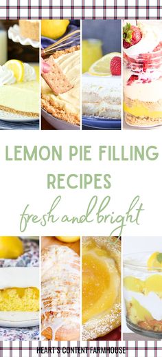 lemon pie filling recipe collage with fresh and bright images in the bottom right corner