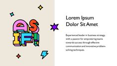 the word dolor st amet is surrounded by colorful stars and confetti