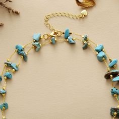 The Handmade Turquoise and Gold Plated Layered Necklace looks great. It will make the perfect gift 🎁 for someone special, or treat yourself as you deserve it 💖 🥰 It will help you to have stress-free days and will bring you energy and wisdom Turquoise is a purification stone. Use it to dispel negative energies and protect you against pollutants or negative outside influences. It benefits the Throat Chakra with communication and expression of creativity - feeling comfortable to express your fee Adjustable Turquoise Necklaces For Healing, Turquoise Beaded Necklace For Gift, Handmade Adjustable Turquoise Necklace As Gift, Blue Turquoise Necklace With Adjustable Chain For Gift, Adjustable Turquoise Healing Necklace, Handmade Blue Turquoise Necklace Gift, Handmade Blue Turquoise Necklace For Gift, Howlite Gemstone Beads Jewelry For Gifts, Adjustable Blue Howlite Necklaces