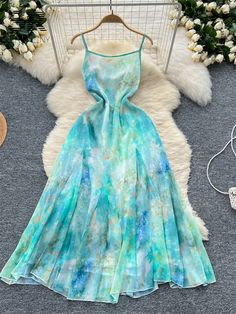 SINGREINY-Vestido de cinta Vintage estilo francês feminino, sem mangas, sem alças, chiffon, babados, floral, praia, ação, senhoras, verão - AliExpress 200000345 Ruffle Long Dress, Party Dress Women, Expensive Clothes, French Retro, Hair Clothes, Women Wedding Guest Dresses, Party Dress Long