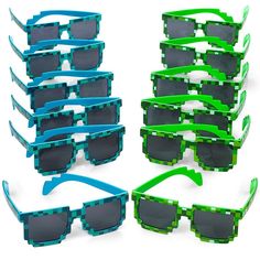 six pairs of sunglasses made out of lego blocks