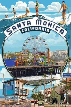 the santa monica california poster is shown