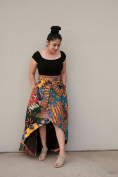 Ankara dress African ankara print women low and high length flared patche skirt with side belt Afric Ankara Maxi Dress, Side Belt, Style Africain, Ankara Skirt, Ankara Print, African Ankara, African Fashion Women Clothing, Ankara Dress, African Fashion Women