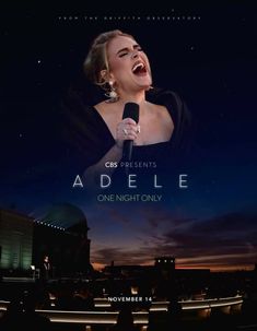 a poster for the movie adelle one night only with a woman singing into a microphone