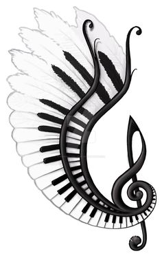 an illustration of a musical note with wings