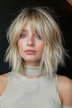 Blonder Bob mit Pony: 53+ charmante Stylings - hairtastic.de Blonde Bob With Fringe, Beautiful Short Hair, Langer Pony, Hair Inspiration Long, Bangs With Medium Hair, Chin Length Hair, Hair Affair, Jairzinho, Short Hair With Bangs