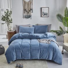 PRICES MAY VARY. 【HIGH QUALITY＆DURABLE CONSTRUCTION】 This blue velvet comforter is covered by high quality velvet material and filled with whole-piece superior microfiber. Very soft, comfortable, health and durable. Unique printing and weaving technology make this product resistant to fading, breathable and lightweight. 【3 Pcs Queen Comforter Sets】 1 x queen comforter (90" x 90'') and 2 x standard pillowcases (20" x 26"). 【ADD WARM TO YOUR HOME】 Available for all seasons. This blue plush quilt i Blue King Bed Set, Neon Blue Bedding, Blue Cow Print Bedding, Winter Bedding Cozy Blue, Blue Velvet Comforter, White Bed Comforters, Bedding Comforter Sets, Full Comforter Sets, Queen Size Comforter Sets