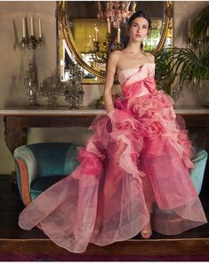 Floral Evening Dresses, Resort 2020, Pageant Gowns, Coral Red, Couture Gowns, Event Party, Marchesa, Prom Gown, Couture Dresses