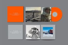 an orange and gray album cover with two pictures on the front, one in black and white