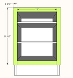 the measurements for a bookcase with two shelves on each side and one shelf below