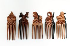 100% Ebony Wood Afro Combs. Comes in 6 styles:  Hut, Giraffe (One or Two Headed), Lion, Elephant, Goose and Bird PLEASE NOTE: There are variations of the combs that are different than the stock photo. Faux Locs Blonde, August Decor, African Culture Art, Locs Blonde, Concept Sculpture, Sankofa Symbol, Global Home Decor Style, Jazz Painting, Afro Comb