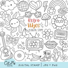 the digital stamp set is designed to be used as a coloring page for children's artwork