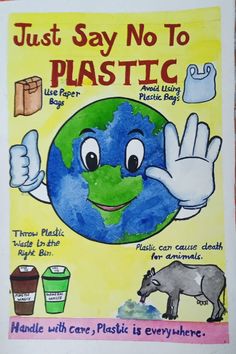 a poster that says just say not to plastic and has an image of the earth on it