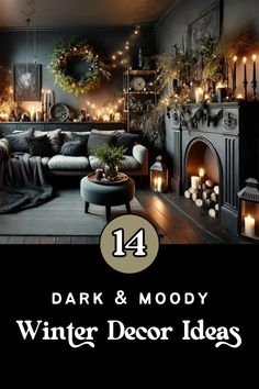 dark and moody winter decor ideas for the living room, dining room or bedroom