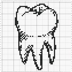 a cross stitch pattern with an image of a tooth