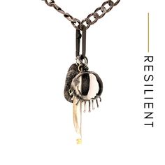 Resilient Talisman Necklace - Chikahisa Studio Holding On And Letting Go, Talisman Jewelry, Talisman Pendant, True Strength, Talisman Necklace, Layered Chain, Life Symbol, Black Spinel, Black Chain