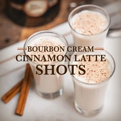 bourbon cream cinnamon latte shots with cinnamon sticks